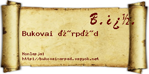 Bukovai Árpád névjegykártya